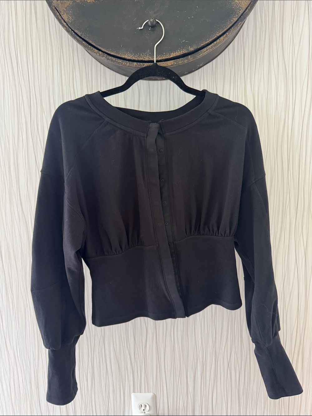 Free people movement Black Cropped Button front shirt